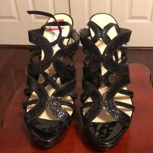 Black Strappy Open Toe Heels